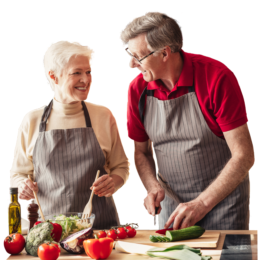 National Headquarters Happy Senior Couple Cooking Healthy Food Together In Kitchen Diabetes